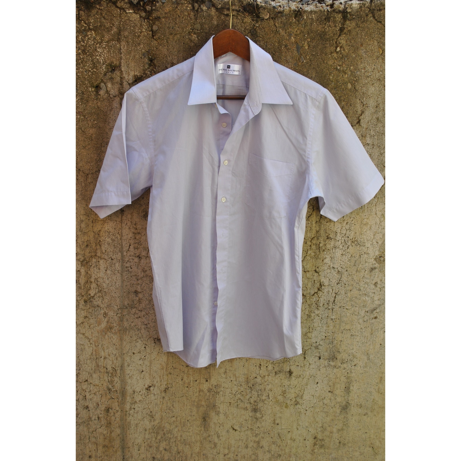 Pierre Balmain Paris Pale Lavender Short Sleeve Button-Up Shirt Men’s Size 38 M